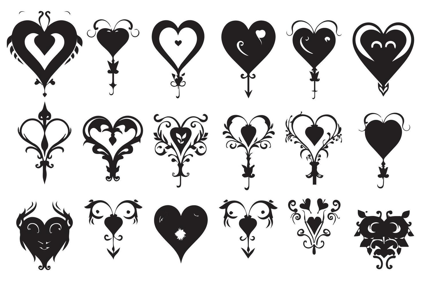 love silhouette design bundle set pro vector