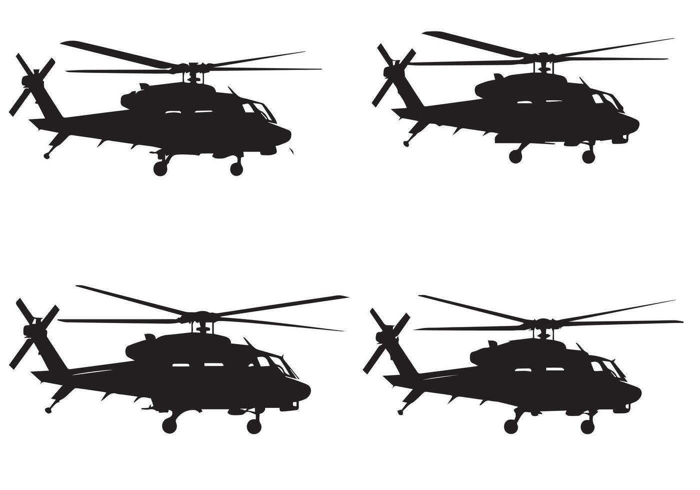 helicóptero silueta en negro aislado en blanco antecedentes Pro vector