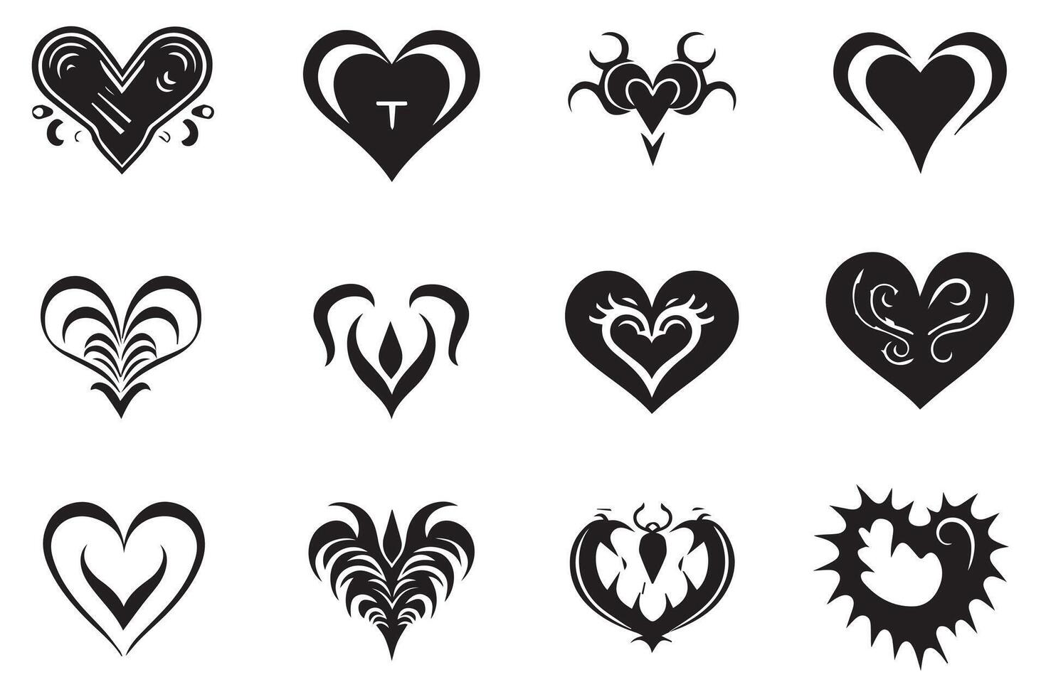 Hearts silhouette icon bundle collection pro vector