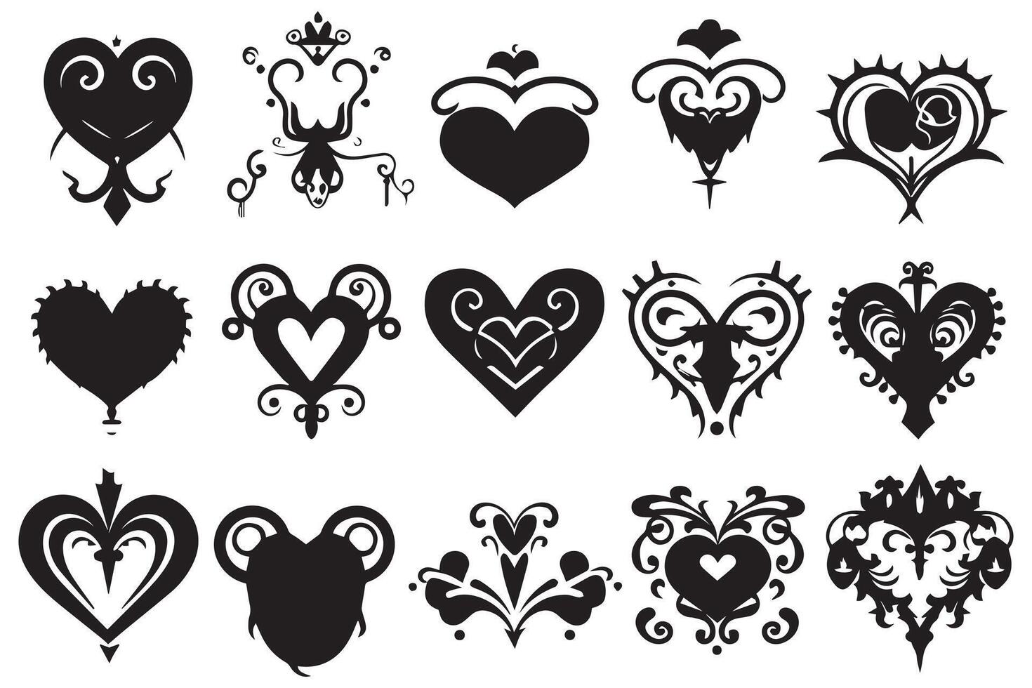 Hearts silhouette icon bundle collection pro vector