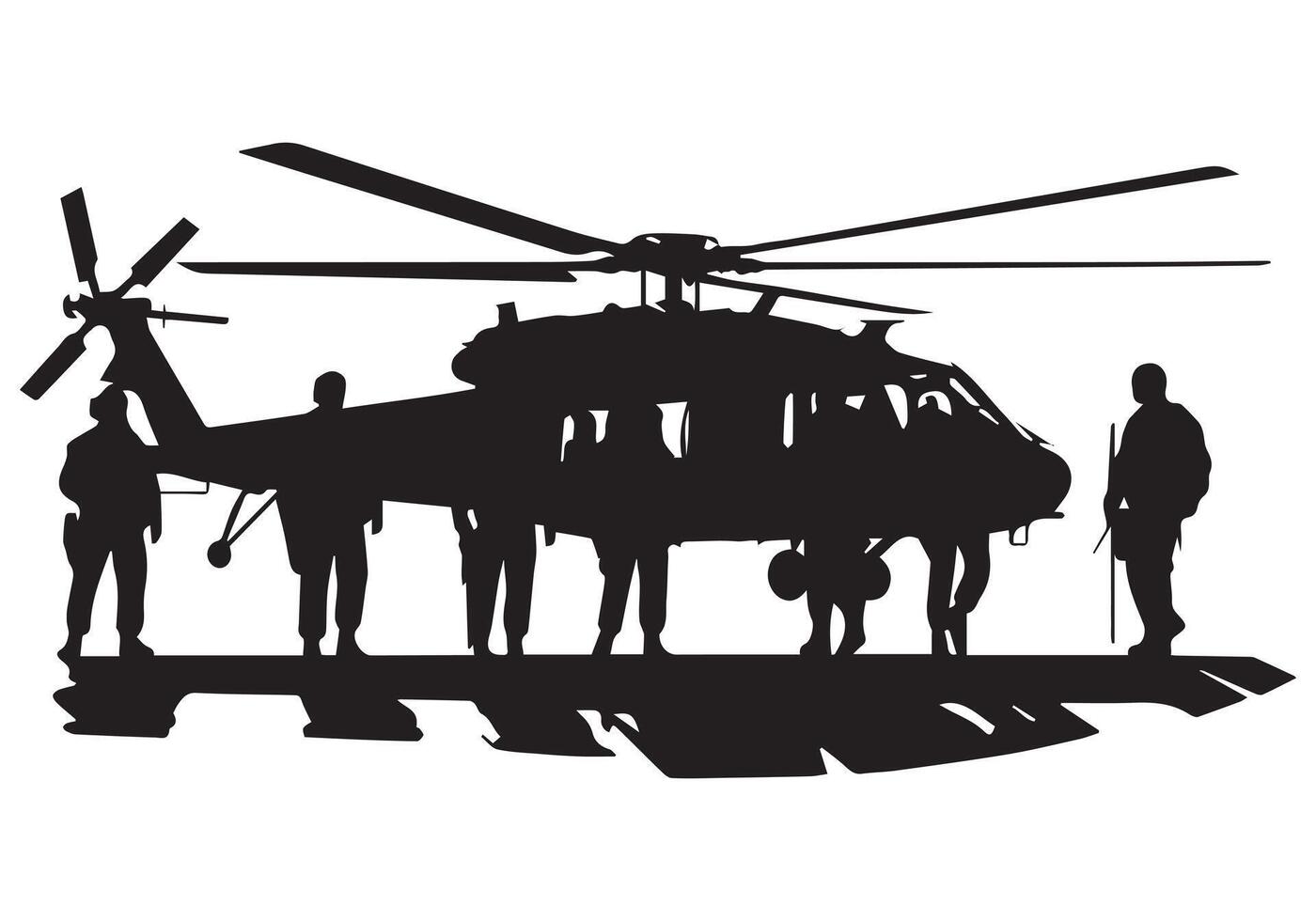 militar helicóptero silueta Pro paquete vector
