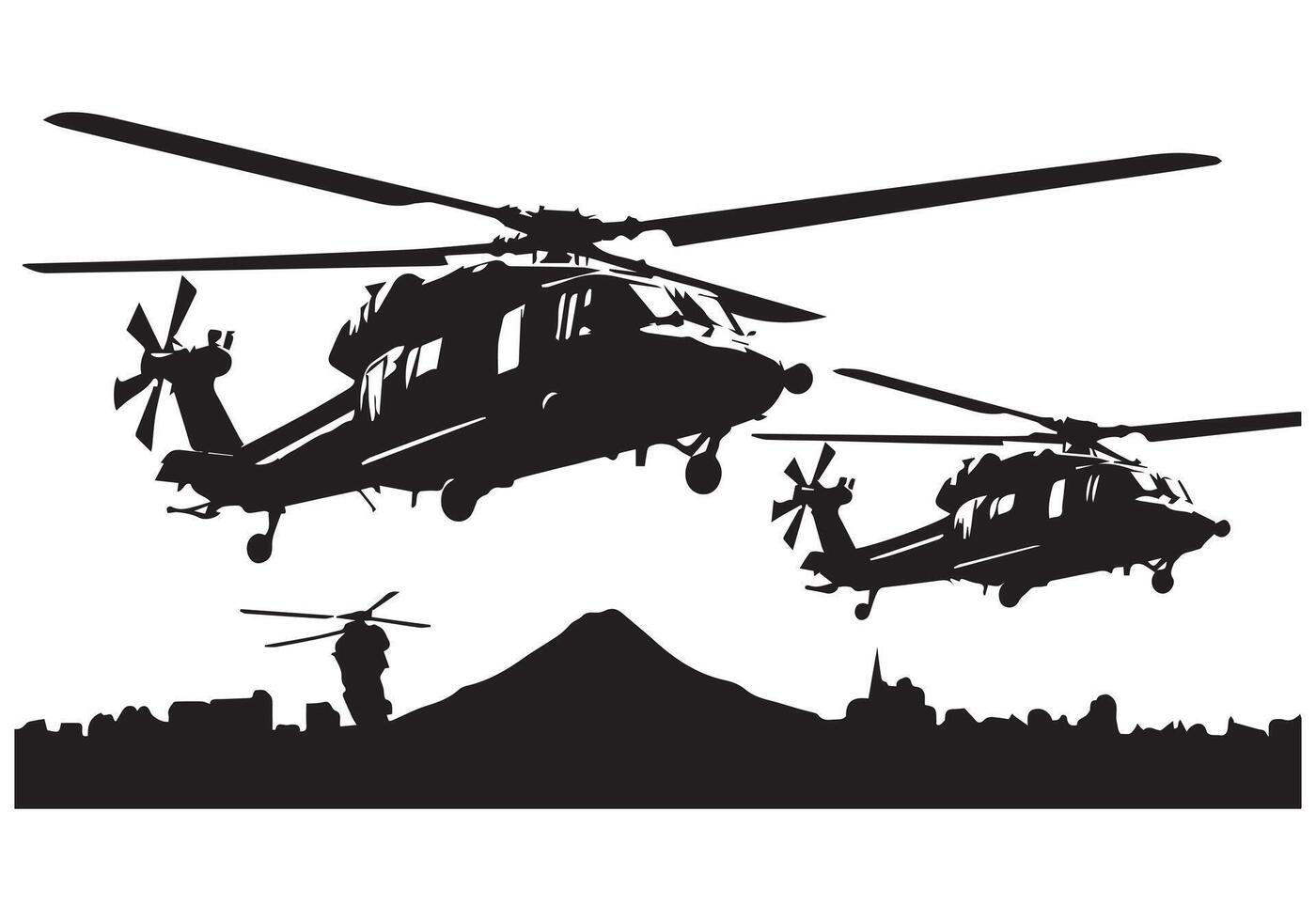 helicopter silhouette in black isolated on white background pro vector