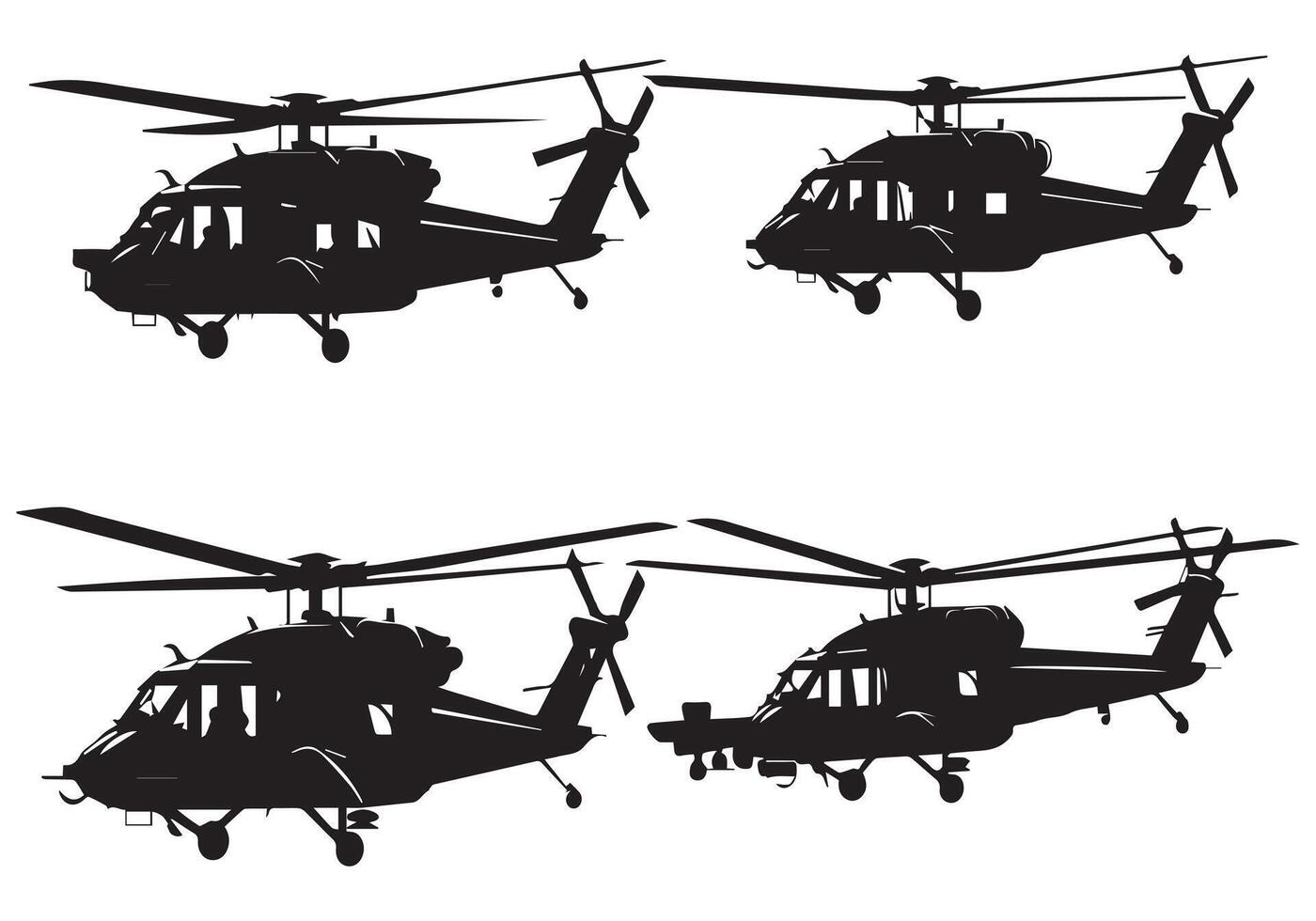 Military Helicopter Silhouette free bundile vector