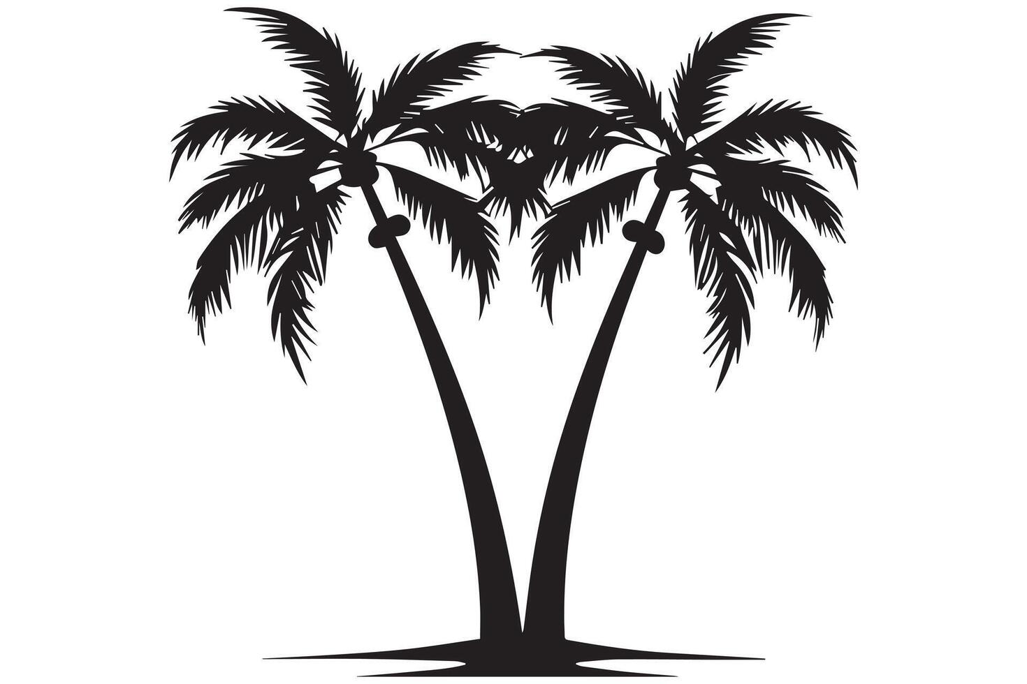 Silhouette of palm trees White background free design vector