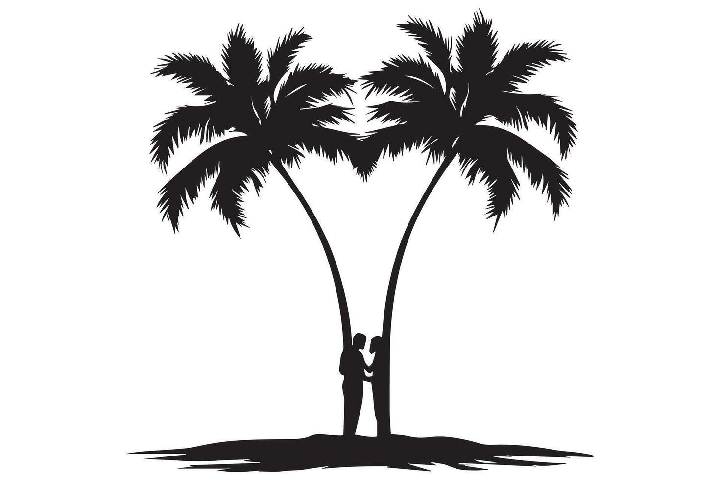 Silhouette of palm trees White background free design vector