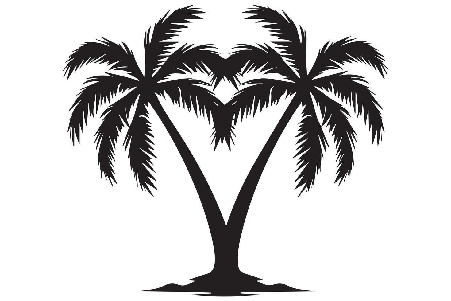 Silhouette of palm trees White background free design vector