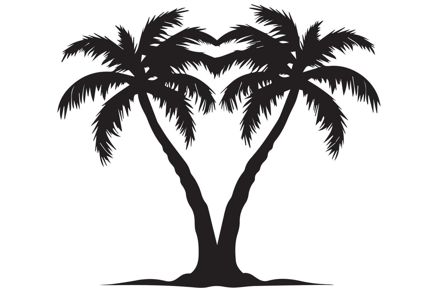 Silhouette of palm trees White background free design vector