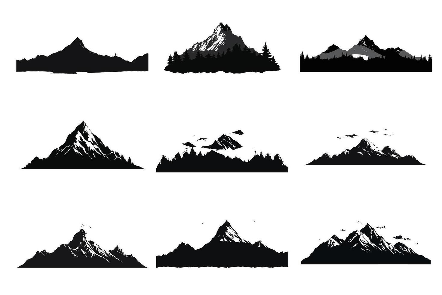 Mountain Silhouette bundile pro design vector