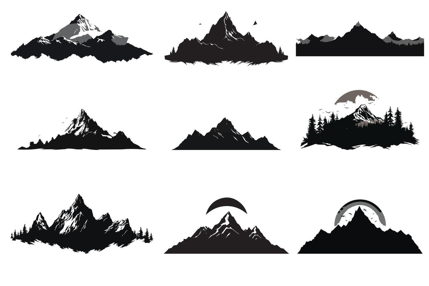 Mountain Silhouette bundile pro design vector