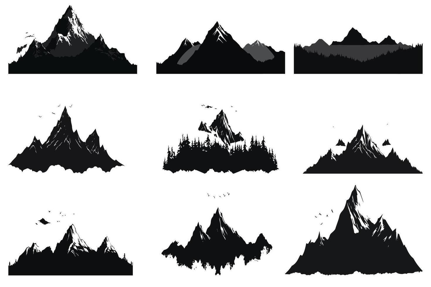 Mountain Silhouette bundile pro design vector