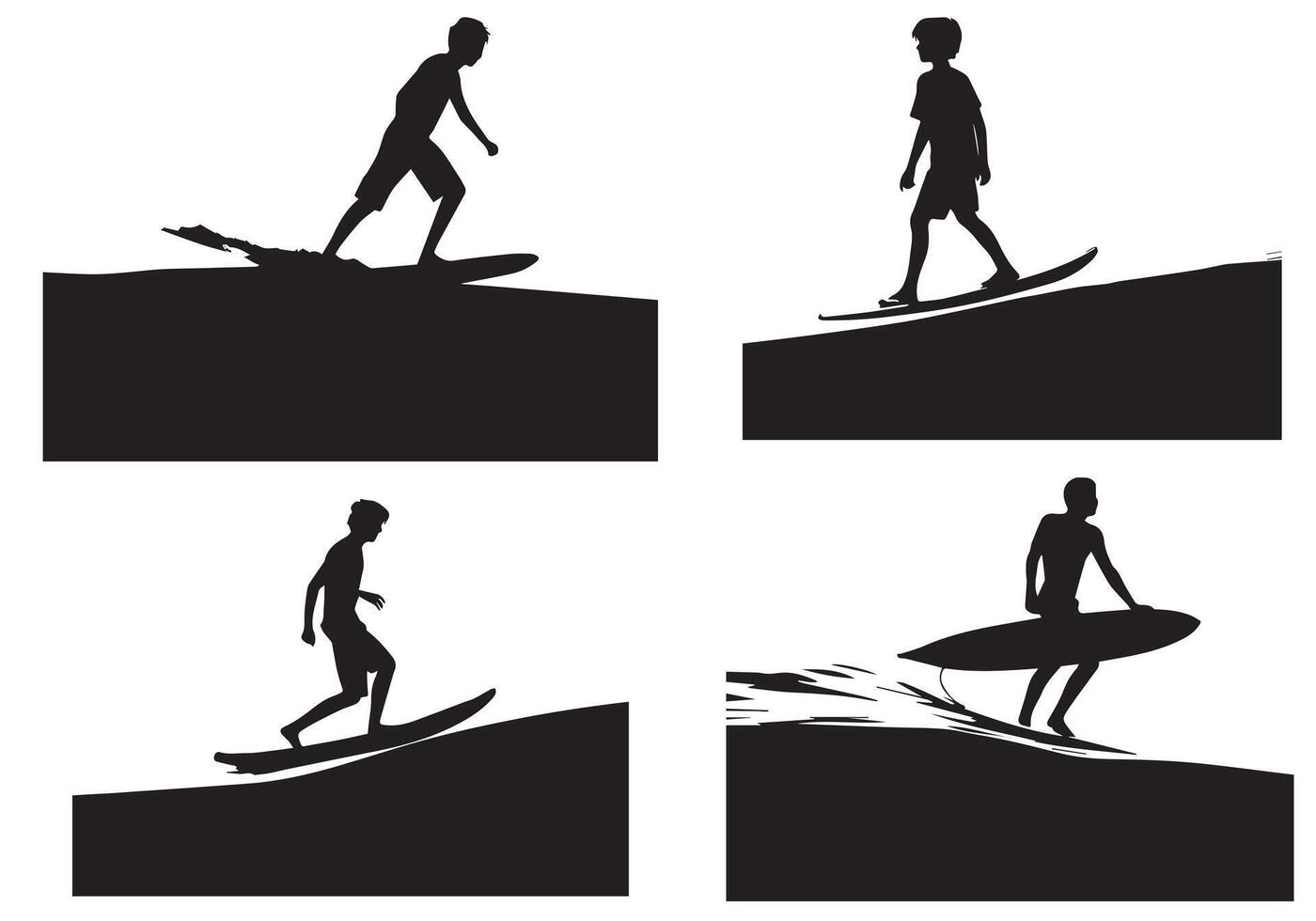 surfboards silhouettes set isolated on white background pro design vector