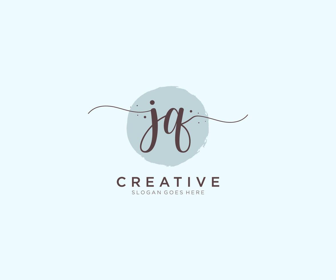 initial JQ Feminine logo beauty monogram and elegant logo design, handwriting logo of initial signature, wedding, fashion, floral and botanical with creative template. vector