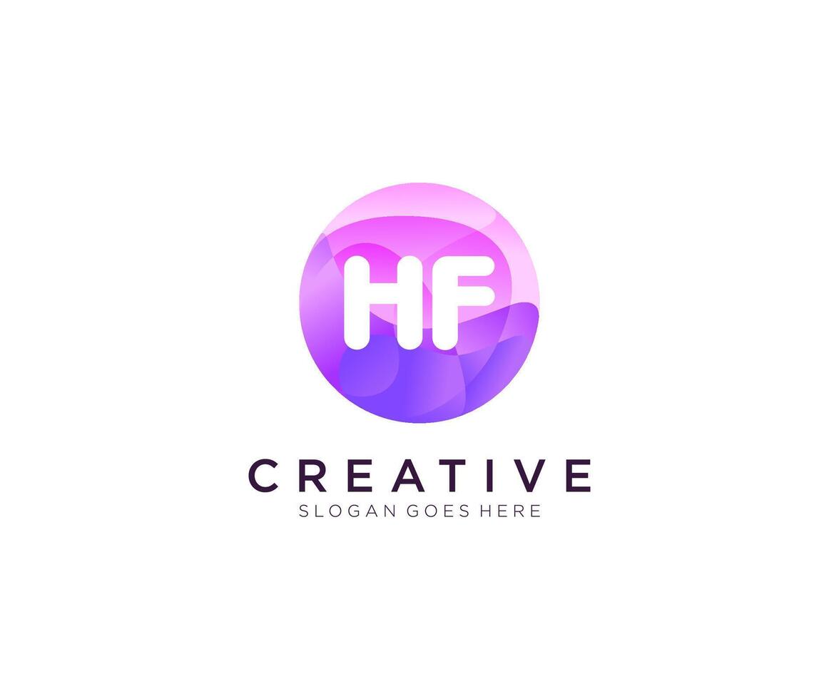 HF initial logo With Colorful Circle template . vector