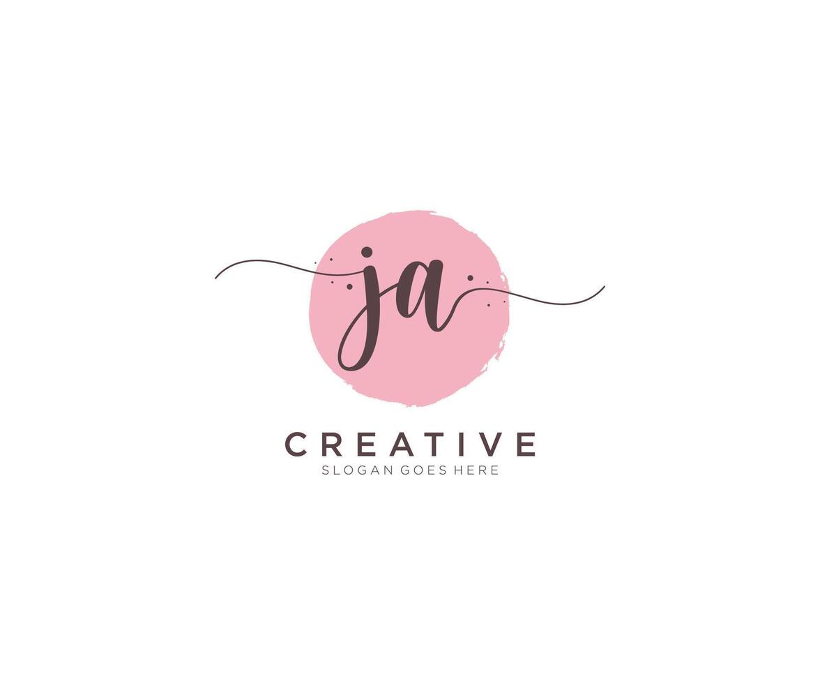 initial JA Feminine logo beauty monogram and elegant logo design, handwriting logo of initial signature, wedding, fashion, floral and botanical with creative template. vector
