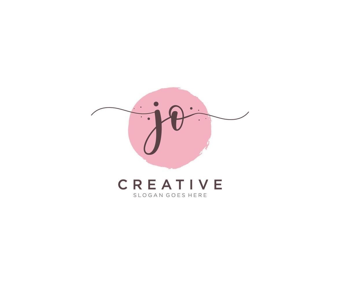 initial JO Feminine logo beauty monogram and elegant logo design, handwriting logo of initial signature, wedding, fashion, floral and botanical with creative template. vector