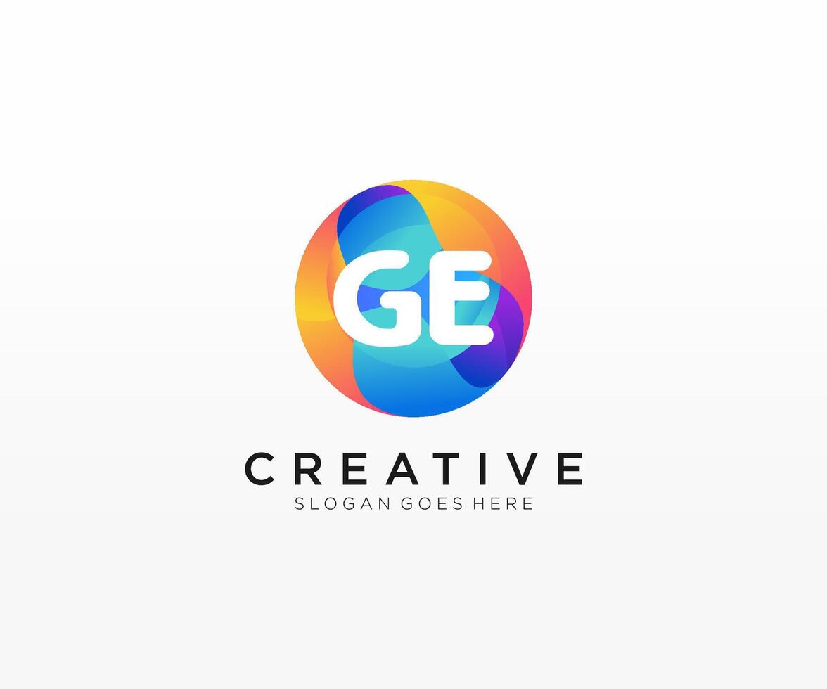 GE initial logo With Colorful Circle template . vector