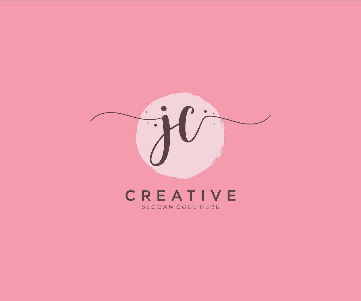 initial JC Feminine logo beauty monogram and elegant logo design, handwriting logo of initial signature, wedding, fashion, floral and botanical with creative template. vector