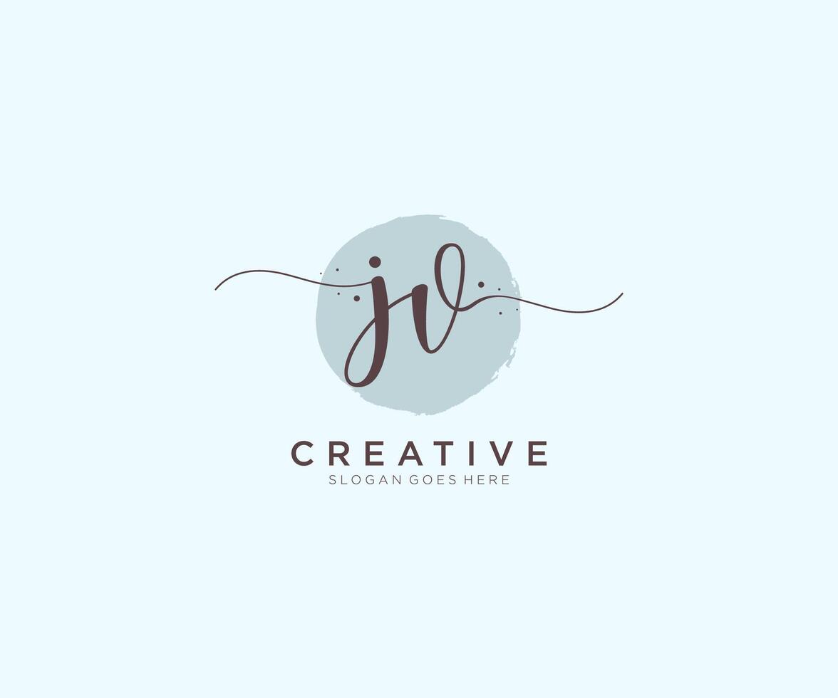 initial JV Feminine logo beauty monogram and elegant logo design, handwriting logo of initial signature, wedding, fashion, floral and botanical with creative template. vector