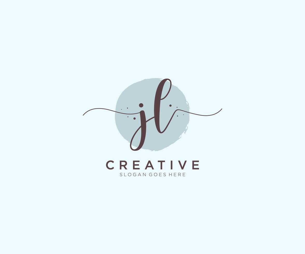 initial JL Feminine logo beauty monogram and elegant logo design, handwriting logo of initial signature, wedding, fashion, floral and botanical with creative template. vector