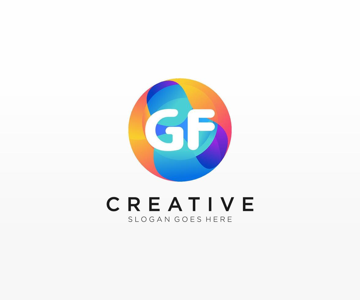 GF initial logo With Colorful Circle template . vector