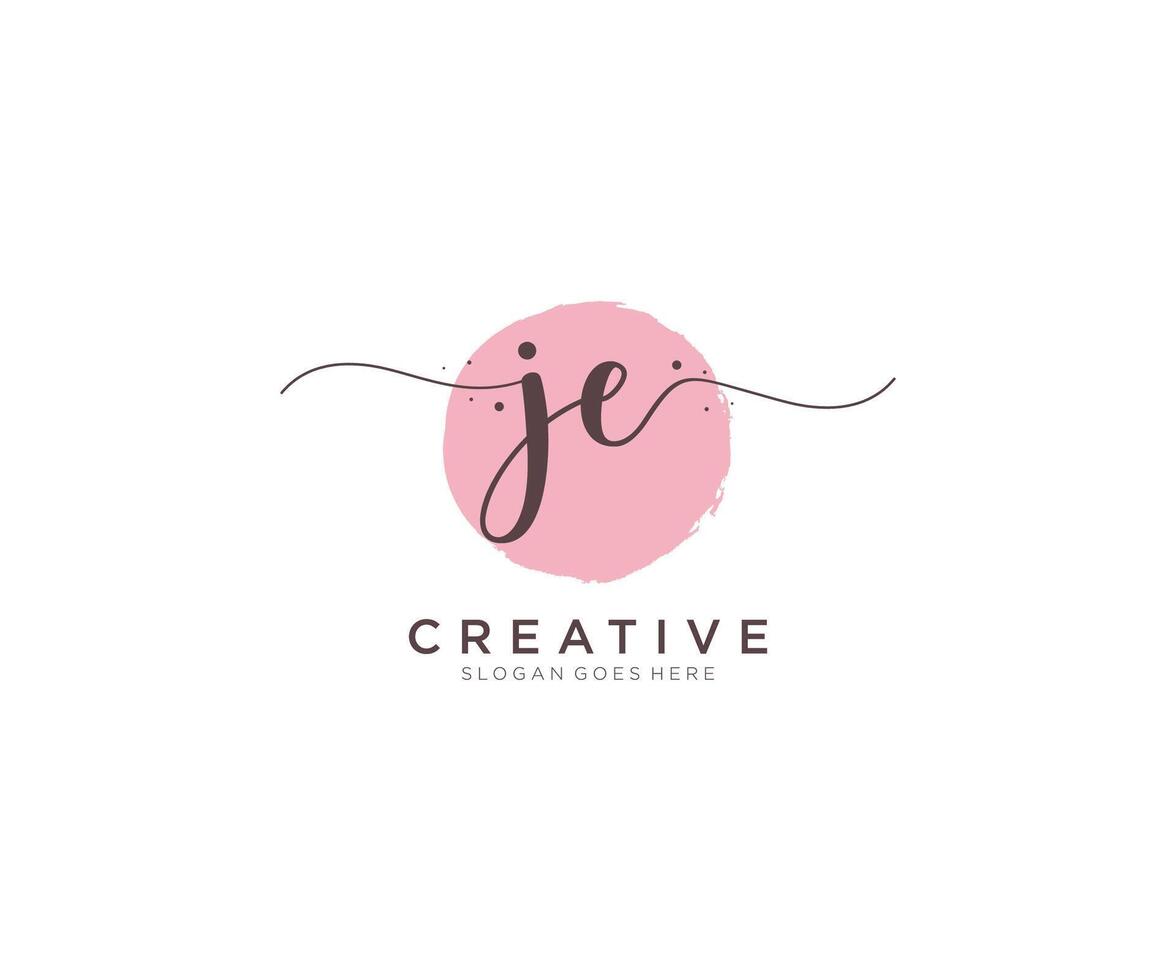 initial JE Feminine logo beauty monogram and elegant logo design, handwriting logo of initial signature, wedding, fashion, floral and botanical with creative template. vector
