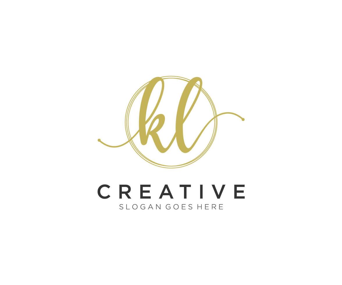 initial KL Feminine logo beauty monogram and elegant logo design, handwriting logo of initial signature, wedding, fashion, floral and botanical with creative template. vector