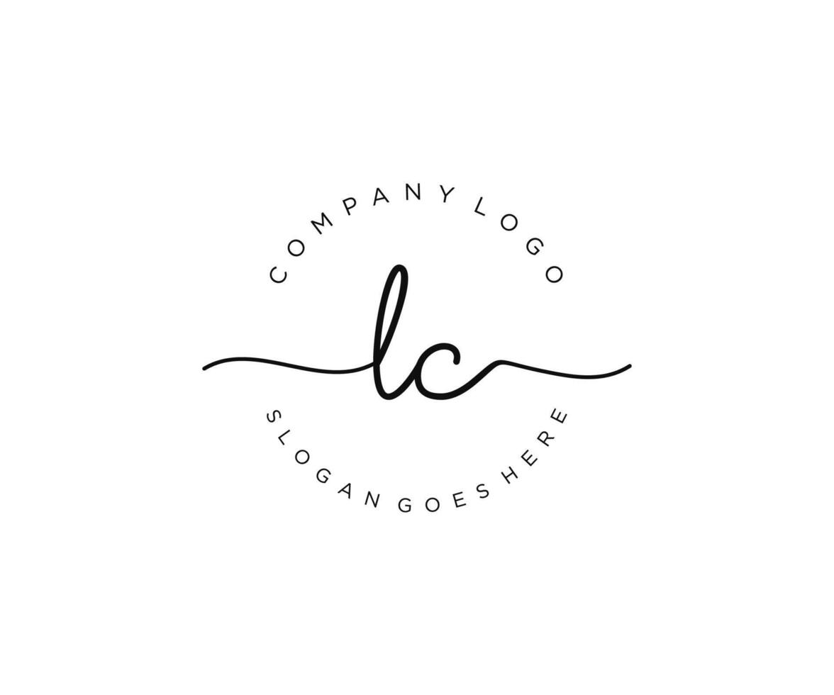 initial LC Feminine logo beauty monogram and elegant logo design, handwriting logo of initial signature, wedding, fashion, floral and botanical with creative template. vector