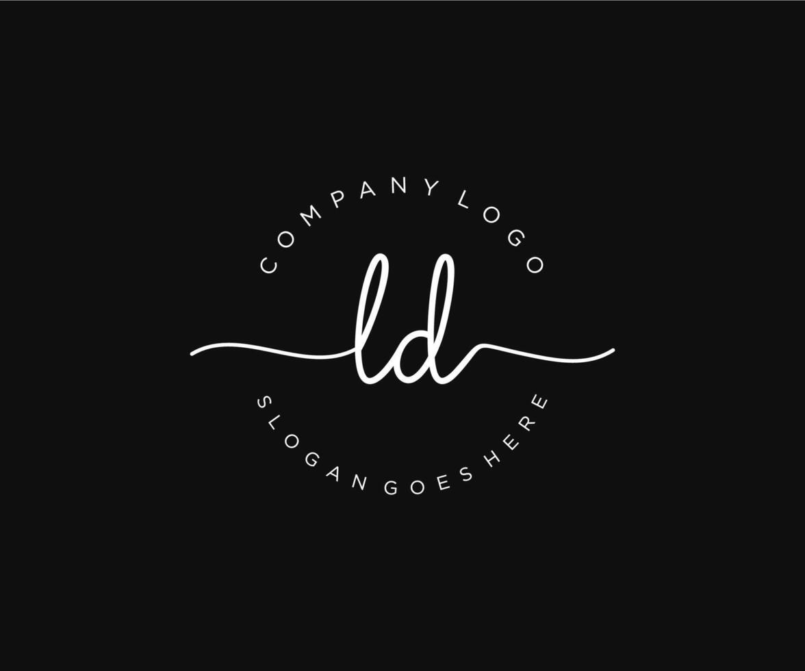 initial LD Feminine logo beauty monogram and elegant logo design, handwriting logo of initial signature, wedding, fashion, floral and botanical with creative template. vector