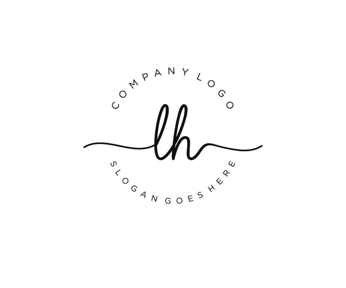 initial LH Feminine logo beauty monogram and elegant logo design, handwriting logo of initial signature, wedding, fashion, floral and botanical with creative template. vector