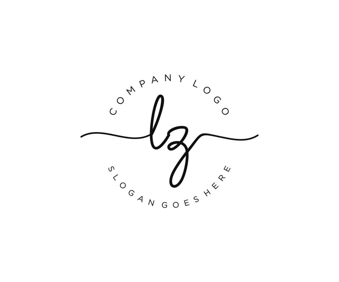 initial LZ Feminine logo beauty monogram and elegant logo design, handwriting logo of initial signature, wedding, fashion, floral and botanical with creative template. vector