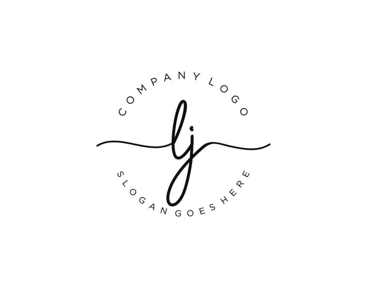 initial LJ Feminine logo beauty monogram and elegant logo design, handwriting logo of initial signature, wedding, fashion, floral and botanical with creative template. vector