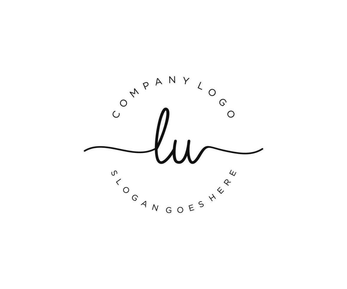 initial LU Feminine logo beauty monogram and elegant logo design, handwriting logo of initial signature, wedding, fashion, floral and botanical with creative template. vector