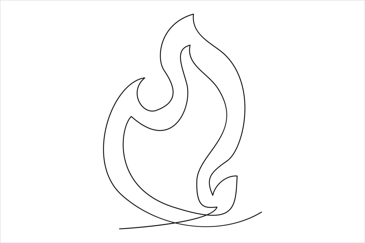 Continuous one line drawing fire art illustration of white background vector