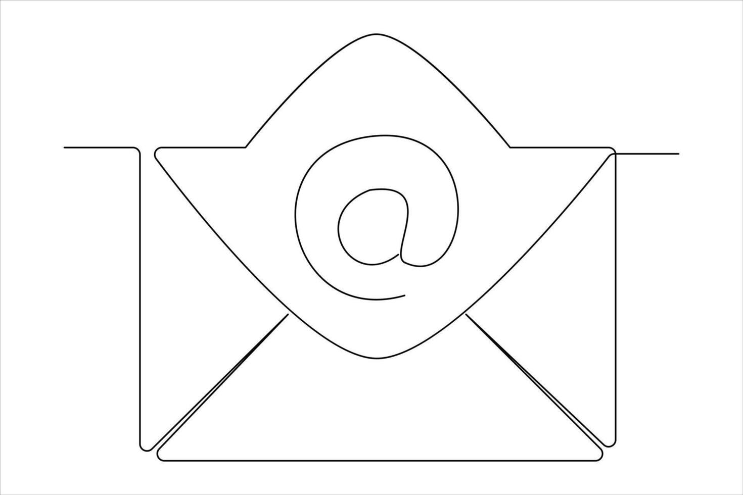 Continuous one line email outline hand drawn symbol art illustration vector