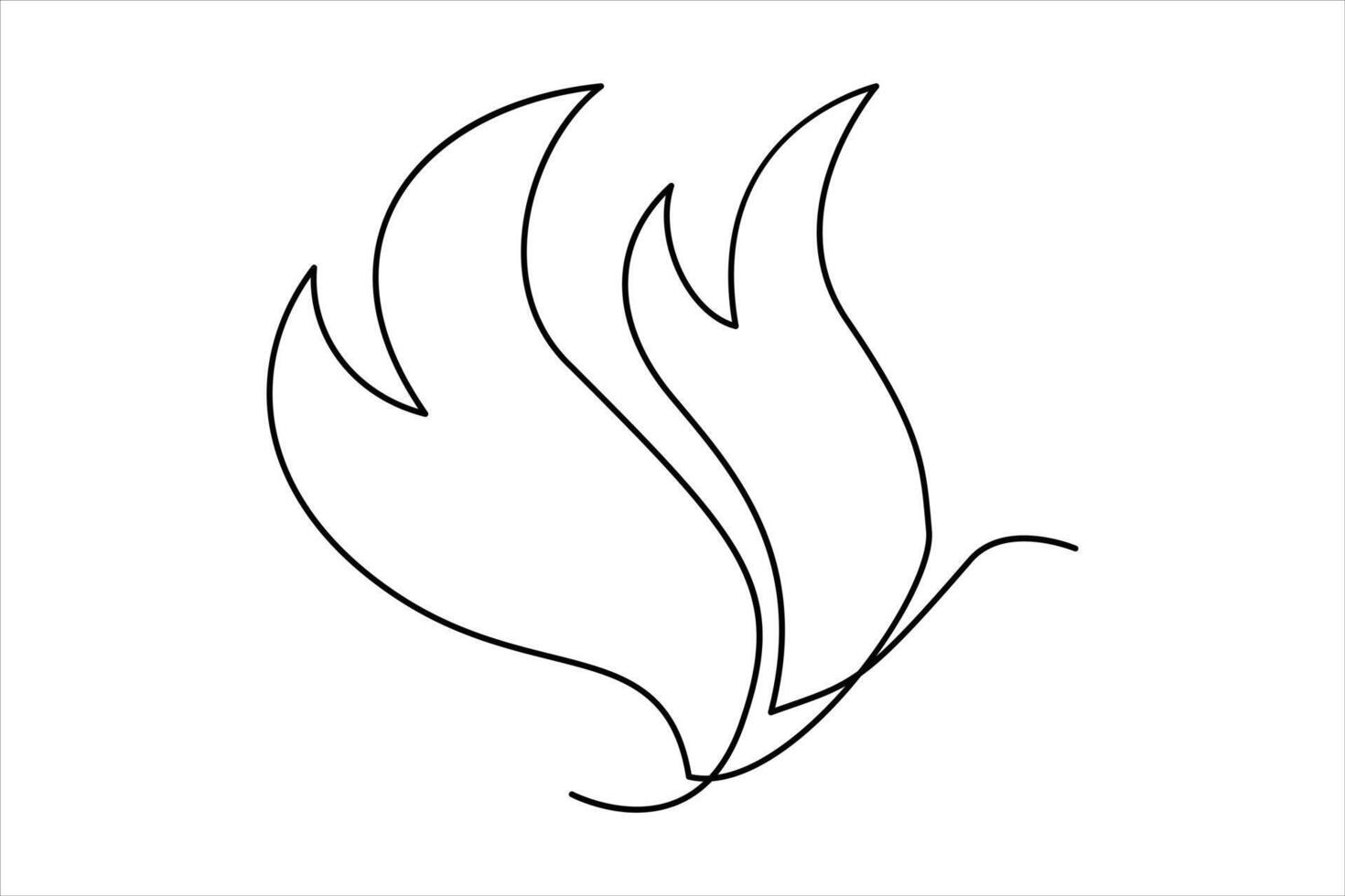 Continuous one line drawing fire art illustration of white background vector