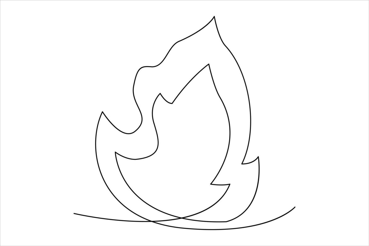 Continuous one line drawing fire art illustration of white background vector