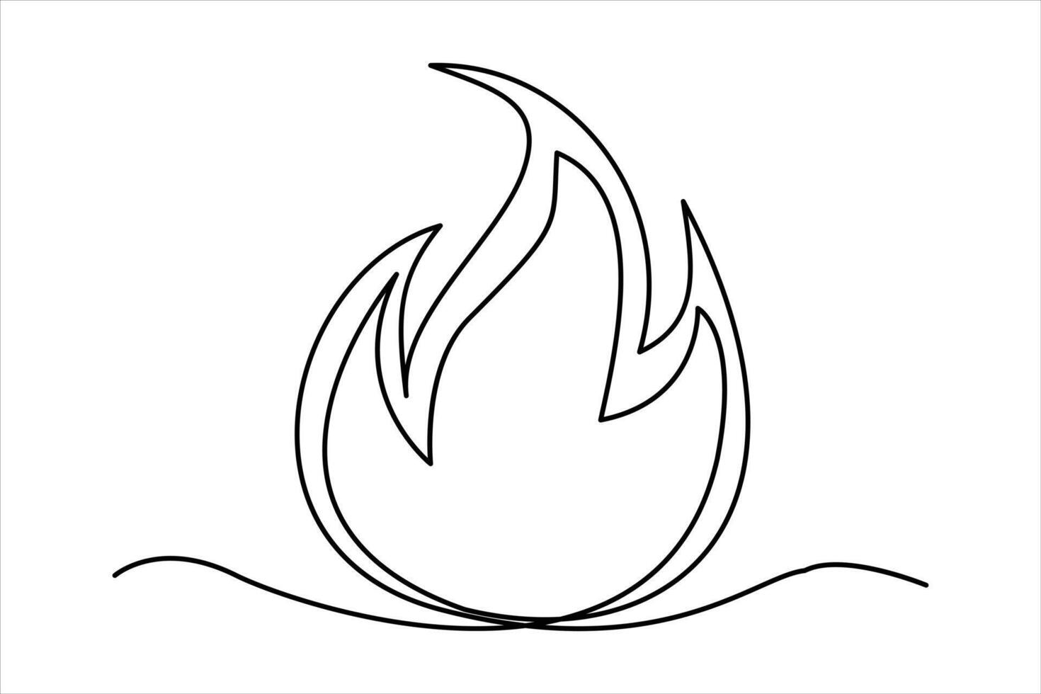 Continuous one line drawing fire art illustration of white background vector