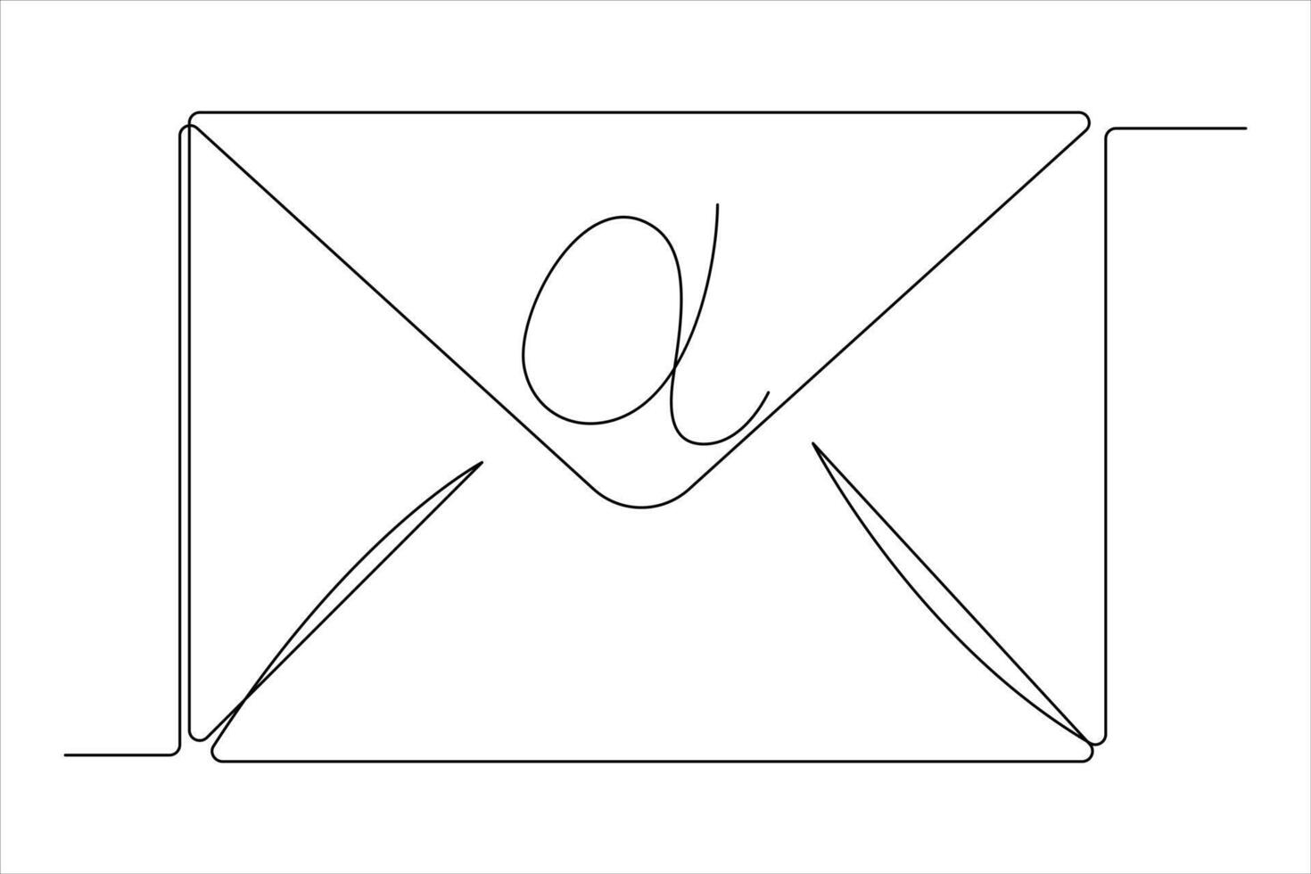 Continuous one line email outline hand drawn symbol art illustration vector