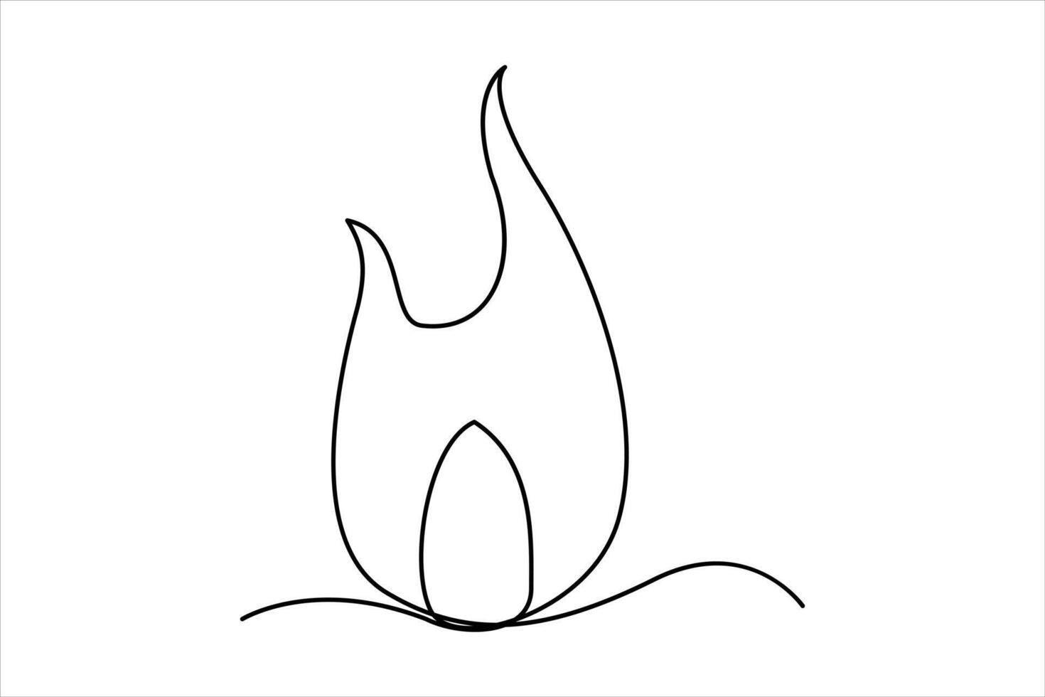 Continuous one line drawing fire art illustration of white background vector