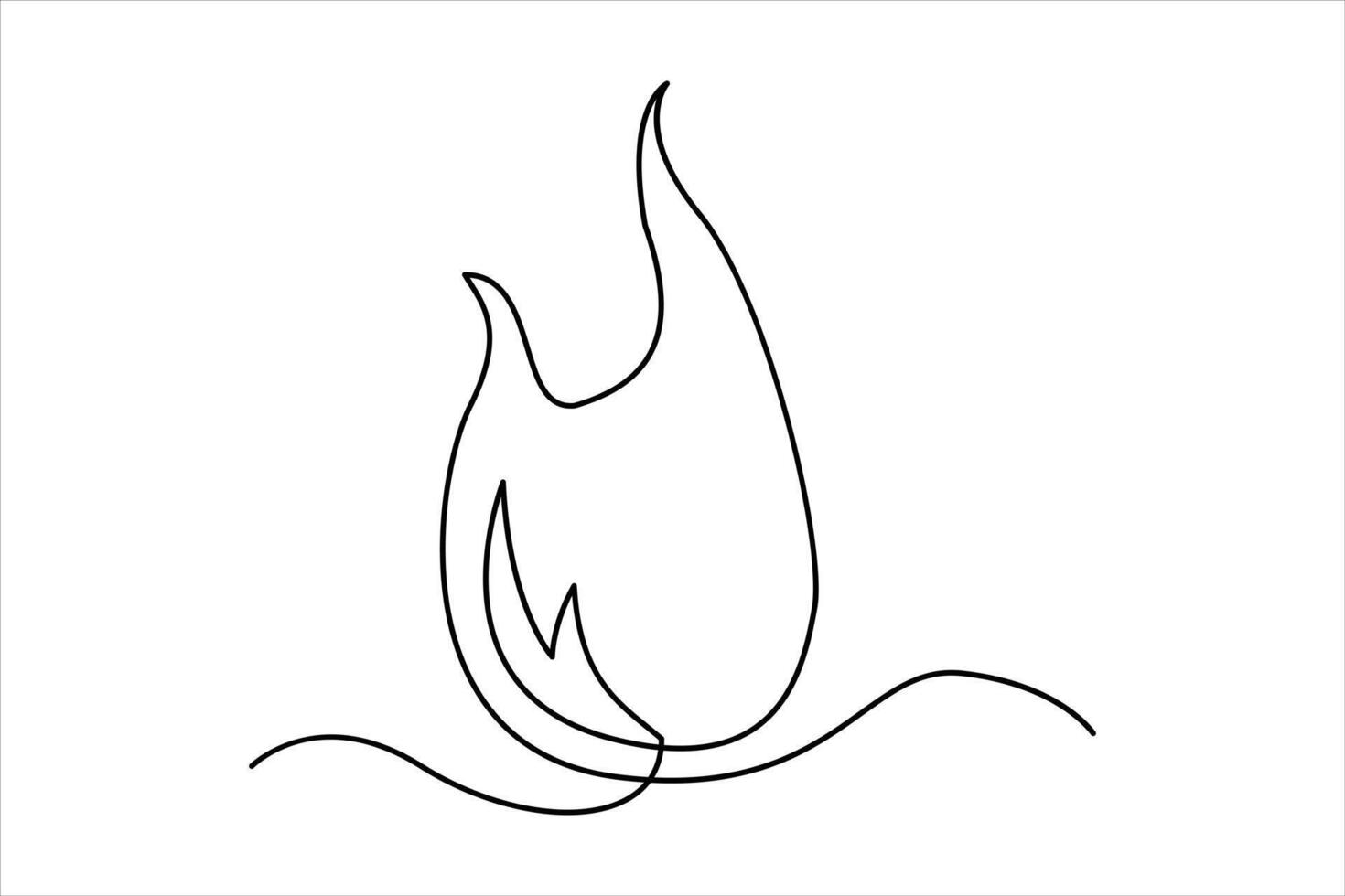 Continuous one line drawing fire art illustration of white background vector