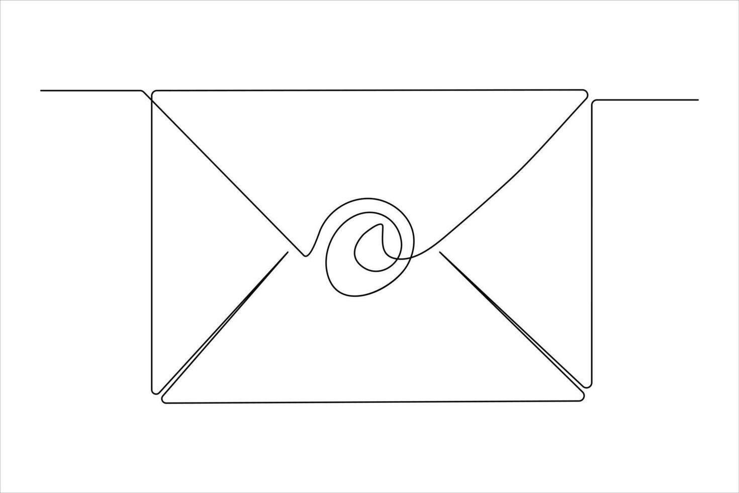 Continuous one line email outline hand drawn symbol art illustration vector