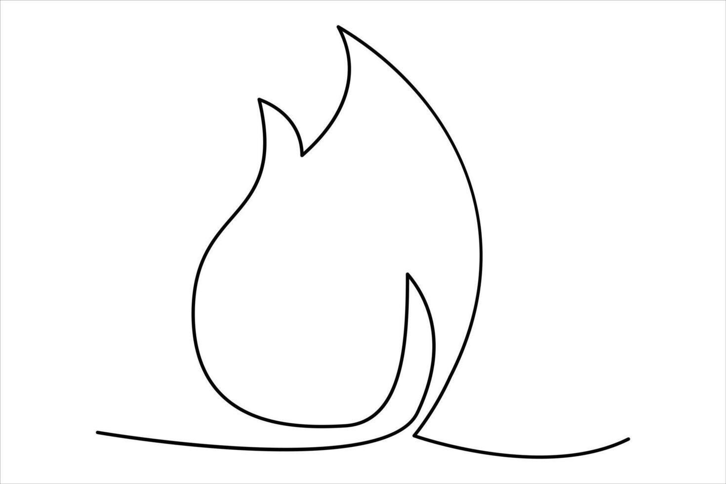 Continuous one line drawing fire art illustration of white background vector