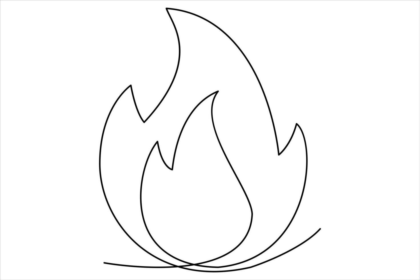 Continuous one line drawing fire art illustration of white background vector