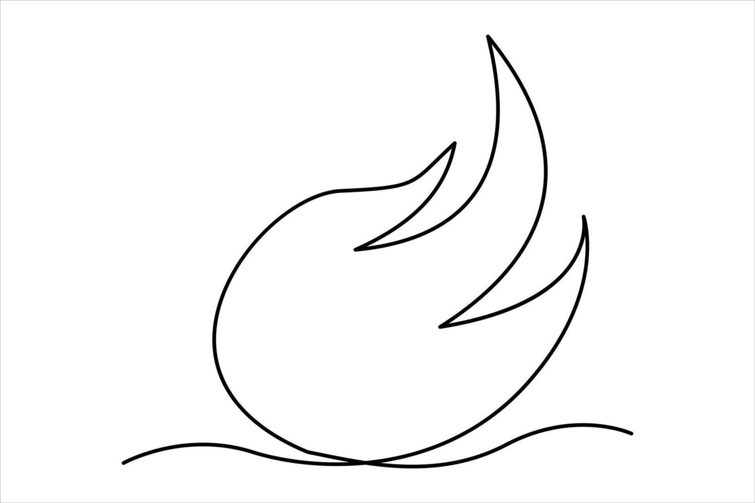 Continuous one line drawing fire art illustration of white background vector