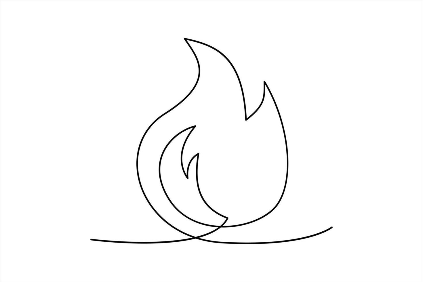 Continuous one line drawing fire art illustration of white background vector
