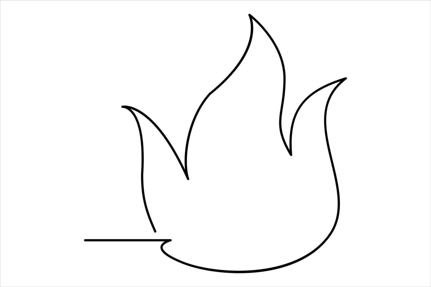 Continuous one line drawing fire art illustration of white background vector