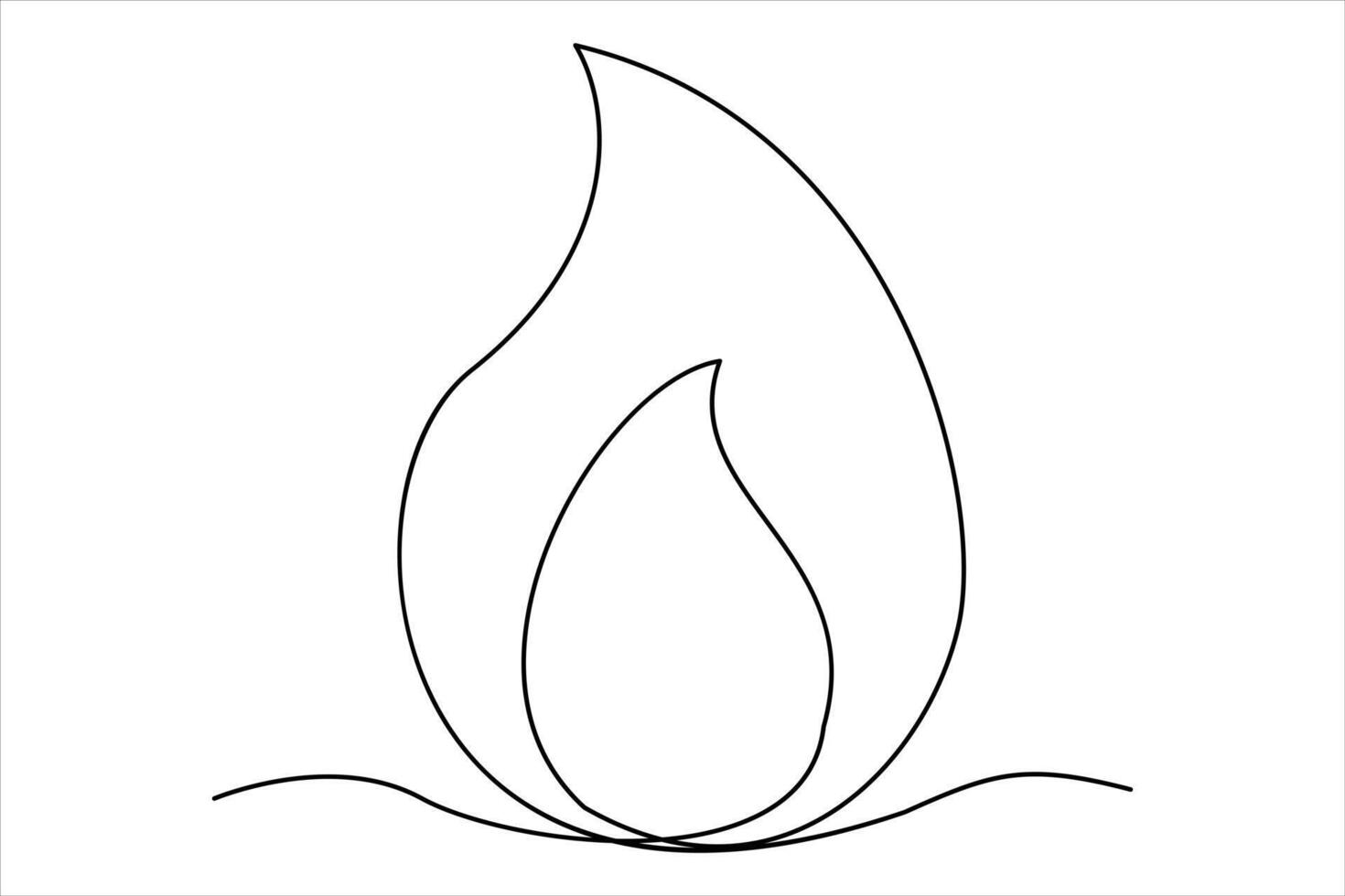 Continuous one line drawing fire art illustration of white background vector