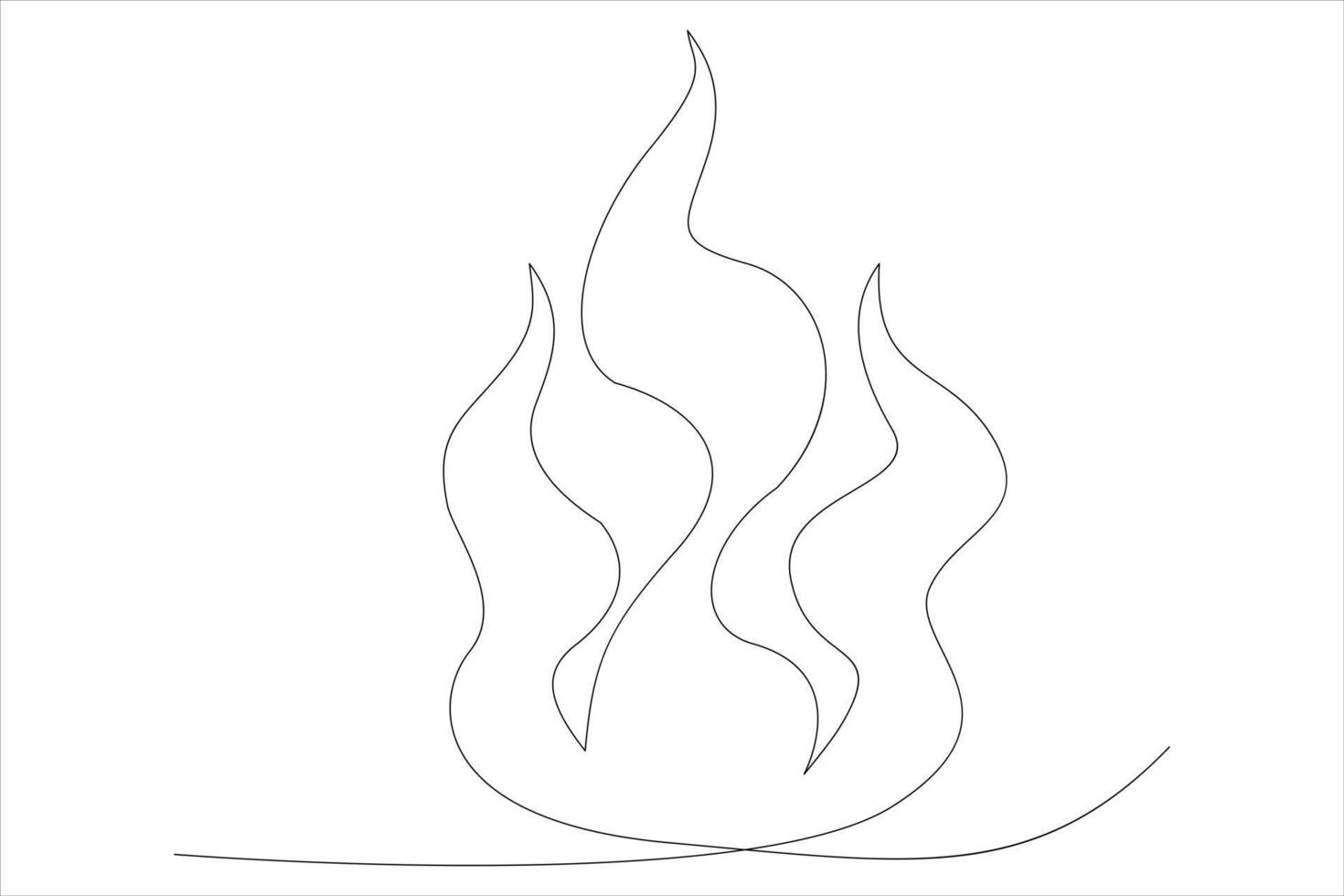Continuous one line drawing fire art illustration of white background vector