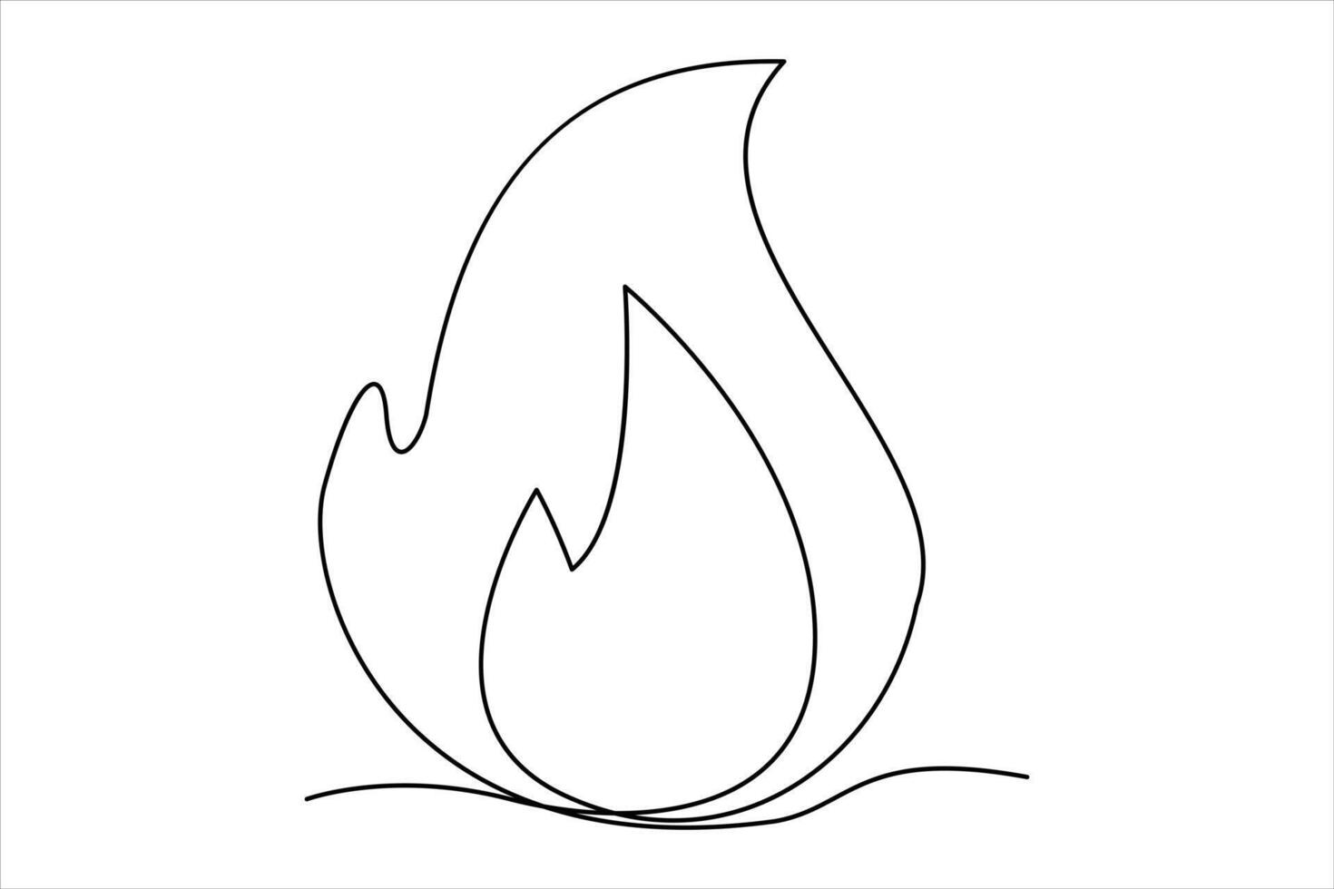 Continuous one line drawing fire art illustration of white background vector
