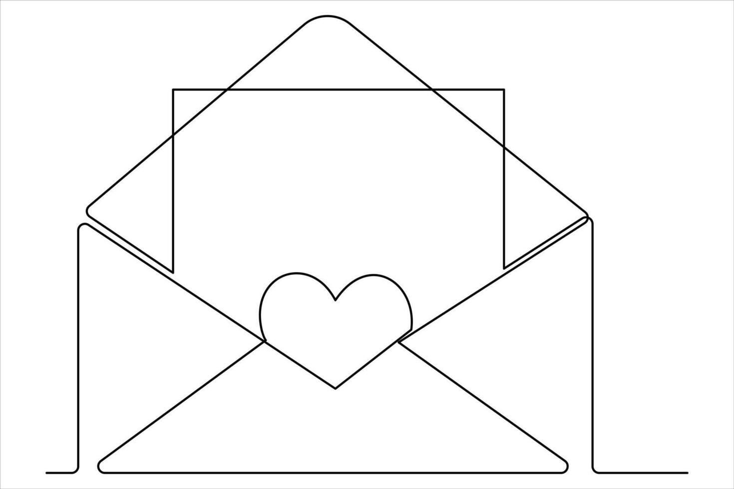 Continuous one line email outline hand drawn symbol art illustration vector